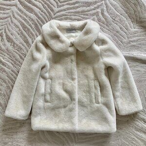 Adrienne Vittadini Faux Fur Coat | White 2T Fur Coat